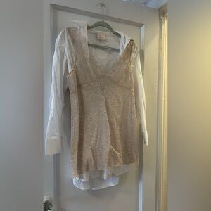 Cinq à Sept Catalina Lace Overlay Shirt Dress